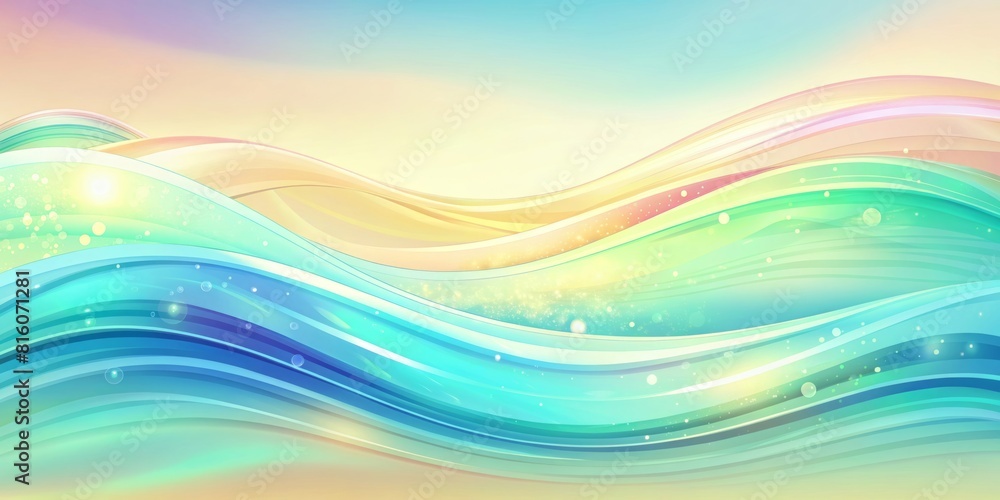 Fototapeta premium Soft pastel waves suitable for calming spaces, such as yoga studios and spa environments, offering a peaceful and serene backdrop.