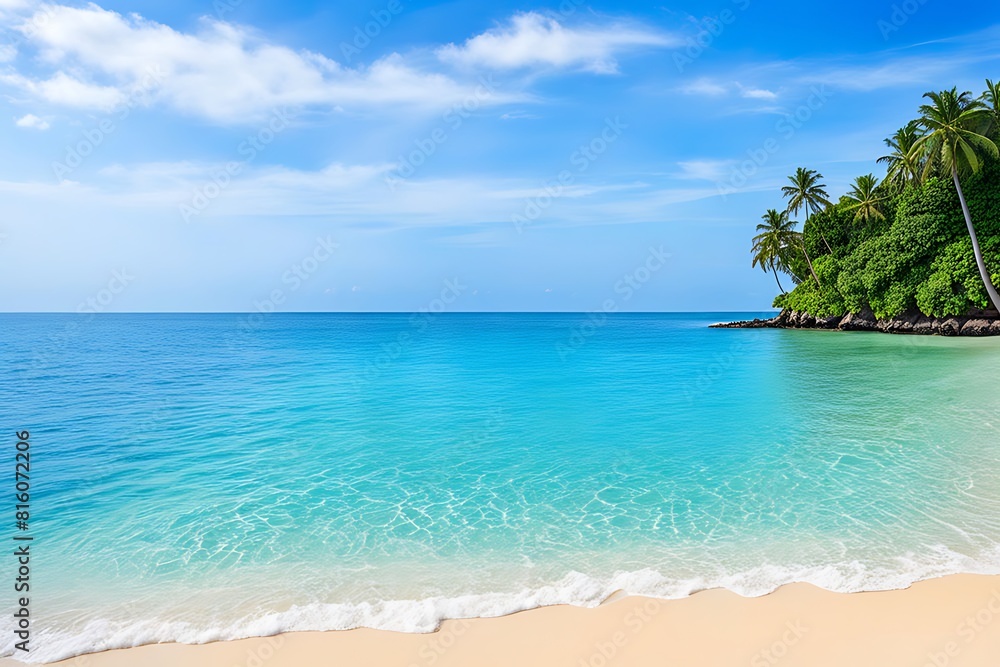 Beautiful empty tropical beach and sea landscape background Beautiful empty tropical beach and sea landscape background