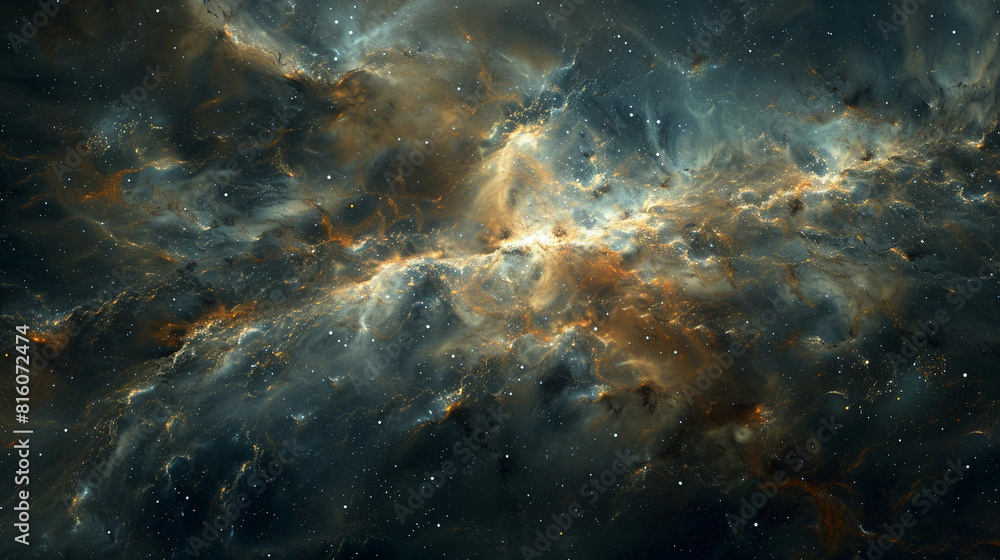 Obraz premium Cosmic Cradle Interstellar Landscape of a Stellar Nursery, Capturing the Birth of Stars and Galactic Evolution
