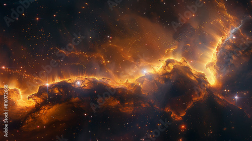  Cosmic Cradle Interstellar Landscape of a Stellar Nursery, Capturing the Birth of Stars and Galactic Evolution