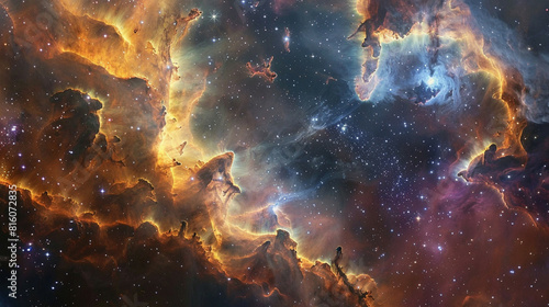  Cosmic Cradle Interstellar Landscape of a Stellar Nursery, Capturing the Birth of Stars and Galactic Evolution