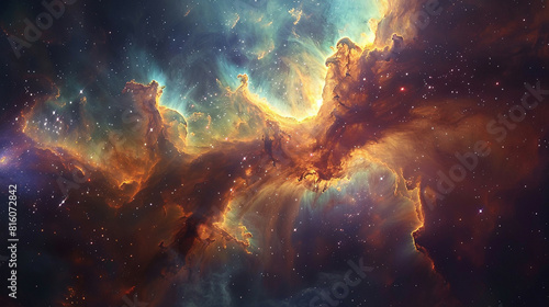  Cosmic Cradle Interstellar Landscape of a Stellar Nursery, Capturing the Birth of Stars and Galactic Evolution