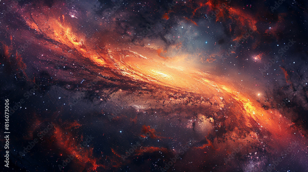 Fototapeta premium Cosmic Splendor Interstellar Impression of a Distant Galaxy, Unveiling the Majesty of the Universe