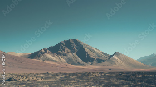 Textured Scenic Mountain Tips With Blue Sky In Bolivian Desert Minimal Photo : Generative AI photo