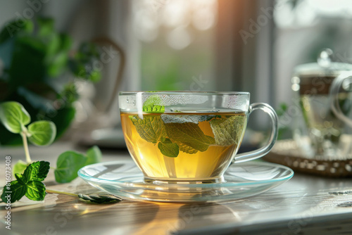 green tea in clear cup