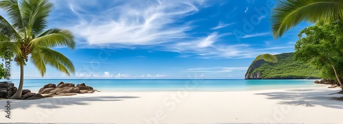 Beautiful empty tropical beach and sea landscape background 