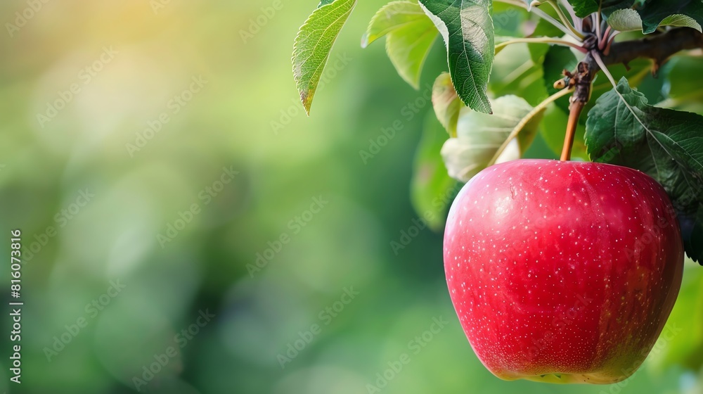 A picture-perfect apple. It's bright red, perfectly round, and hanging from a tree branch. The apple is a symbol of temptation, knowledge, and immortality. A picture-perfect apple. It's bright red, perfectly round, and hanging from a tree branch. The apple is a symbol of temptation, knowledge, and immortality.