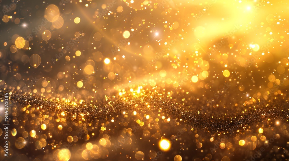 Close up of shining gold glitter backdrop with numerous glowing lights Close up of shining gold glitter backdrop with numerous glowing lights