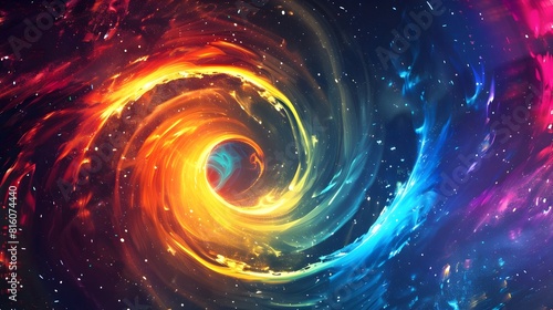Dynamic Cosmic Vortex A Radiant Display of Swirling Energy and Interstellar Patterns