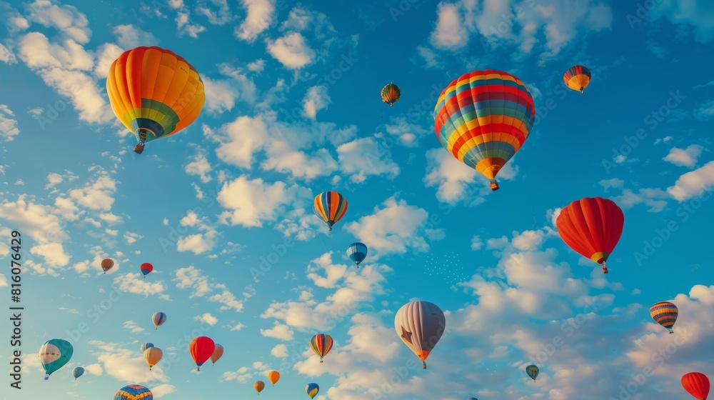A sky full of hot air balloons of different colors A sky full of hot air balloons of different colors