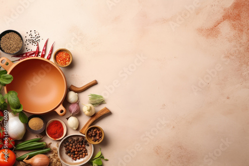 indian kitchenware with foods