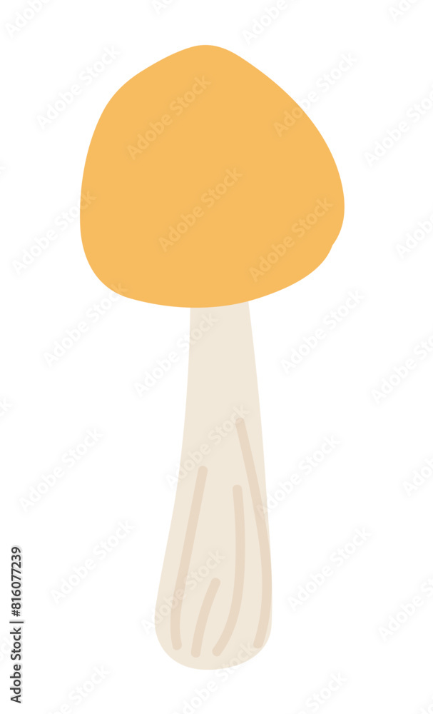 Wild fall mushroom in flat design. Autumn forest fungus with orange cap. Vector illustration isolated. Wild fall mushroom in flat design. Autumn forest fungus with orange cap. Vector illustration isolated.
