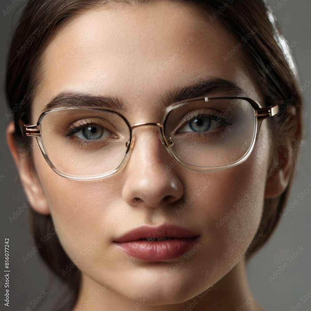 Young serious woman wears glasses portrait. Young serious woman wears glasses portrait.