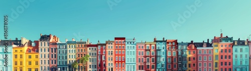A row of colorful homes. © grigoryepremyan