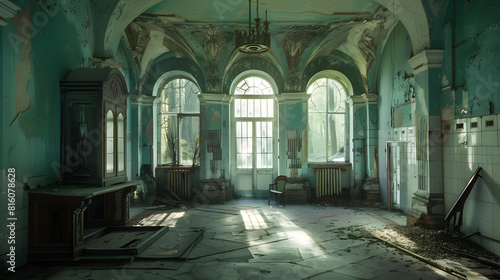 Old abandoned forgotten historical mansion Former Philipov manor Moscow region   Generative AI