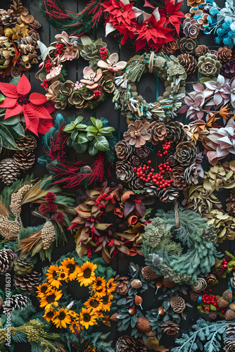 Diverse Assortment of Festive and Seasonal Handmade Wreath Creations © Lillian