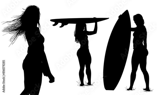 surfistas, contraluz, vector, tabla, surf, mar, atardecer, mujer surfista, silueta, tablista, ilustracion, arte surf, rosa, surfista en la playa, chica surf, mujer