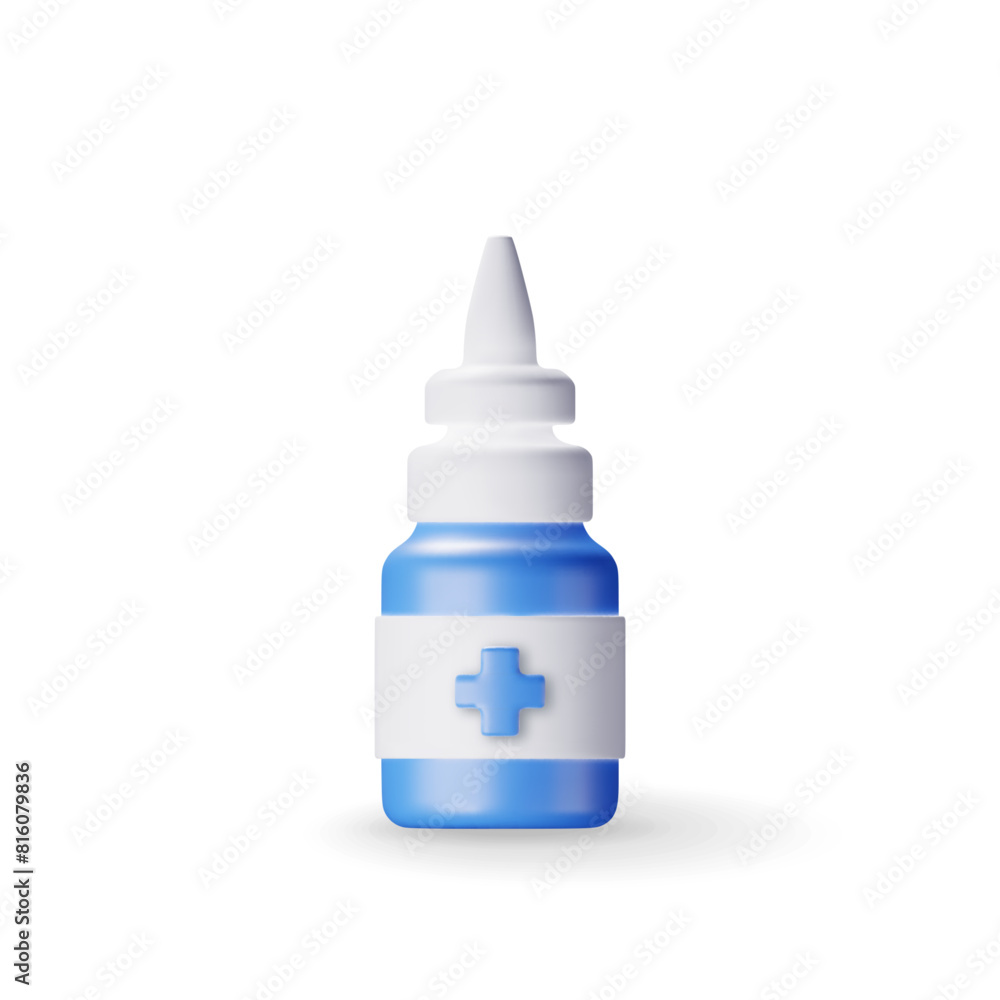 3D medicine spray bottle isolated on white. Render oral spray in glass package. Aerosol for mouth and throat. Medical drug, vitamin, antibiotic. Healthcare pharmacy. Vector illustration 3D medicine spray bottle isolated on white. Render oral spray in glass package. Aerosol for mouth and throat. Medical drug, vitamin, antibiotic. Healthcare pharmacy. Vector illustration