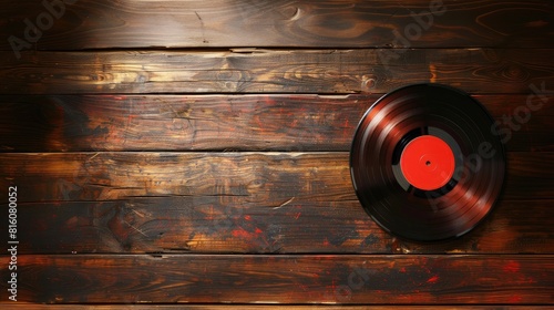 Melodic Memories: Vinyl Record Resting on Wooden Earth