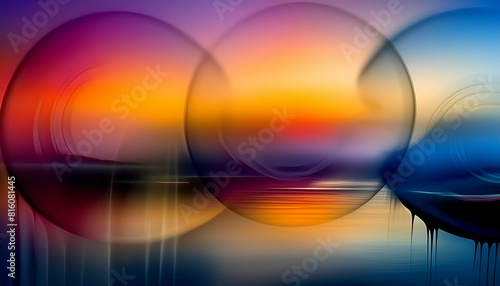Abstract colorful background, circles, lines, for technology AI generated using and based solely on the original structure and style of an award-winning ICM photo that Christy Mandeville captured) photo
