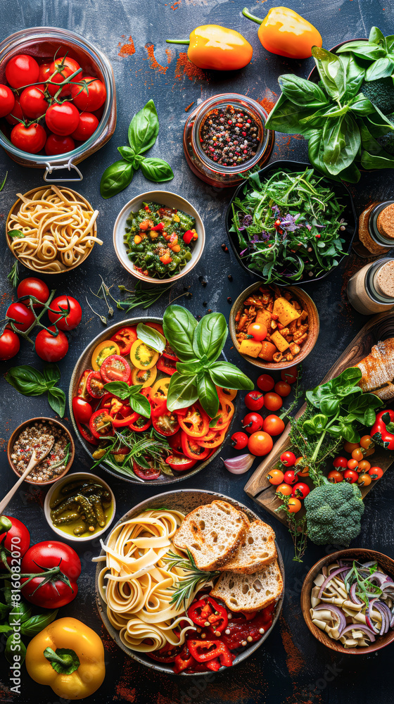 a close-up flat lay photo series of international dishes, each representing a country's cuisine a close-up flat lay photo series of international dishes, each representing a country's cuisine