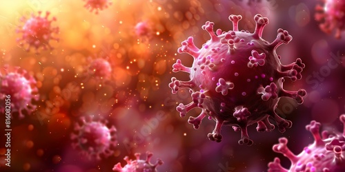 Conceptual image of influenza and COVID19 virus cells during outbreak. Concept Viral Outbreak, Influenza Virus, COVID-19 Virus, Conceptual Photography, Scientific Visualization