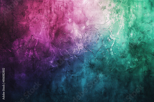 Gradients of green  blue  purple  pink blend smoothly with a bright  glowing light. rough abstract background grunge texture