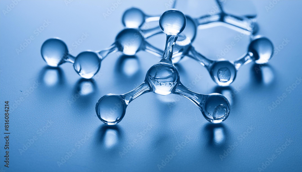 Abstract bubbles, water molecular shape with blue light. Science fiction. Abstract bubbles, water molecular shape with blue light. Science fiction.