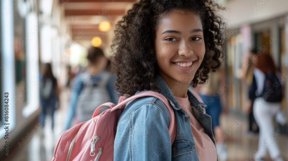 A Cheerful Student in the Hallway A Cheerful Student in the Hallway