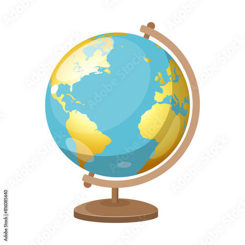 Earth globe spherical model of our planet isolated on a white background	
