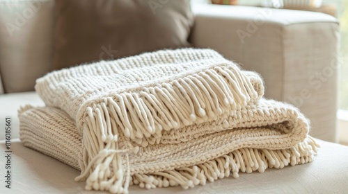 High quality Throw blanket made of Cotton and Acrylic yarn © AkuAku