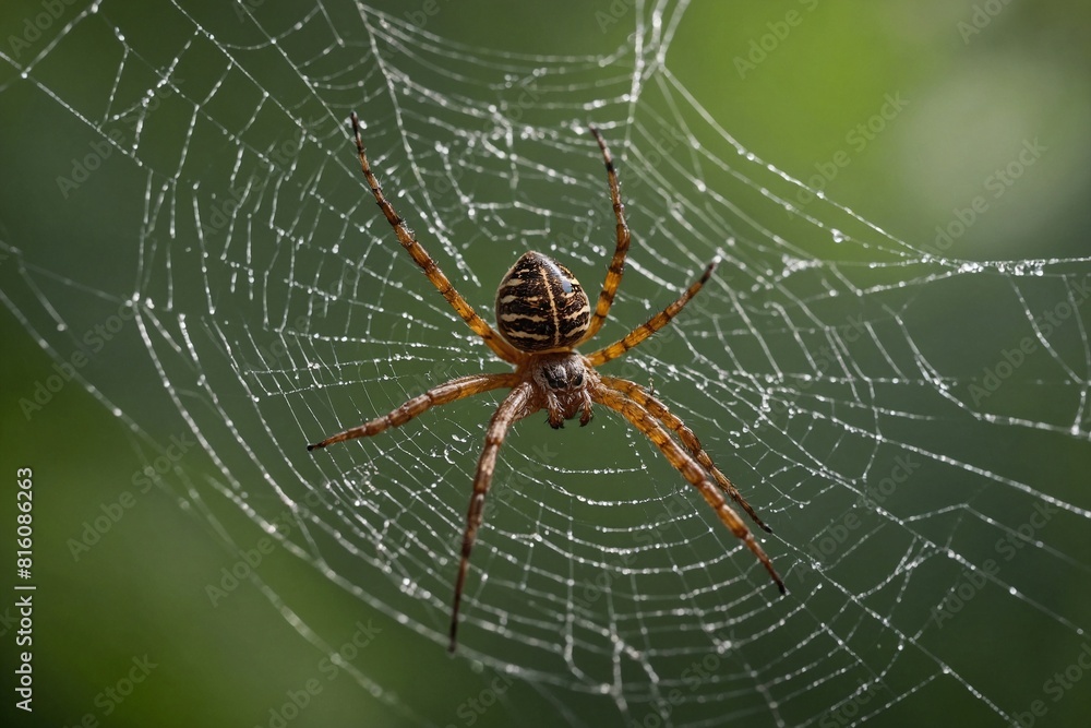 a spider delicately weaving its web, focusing on intricate details of the silk strands a spider delicately weaving its web, focusing on intricate details of the silk strands