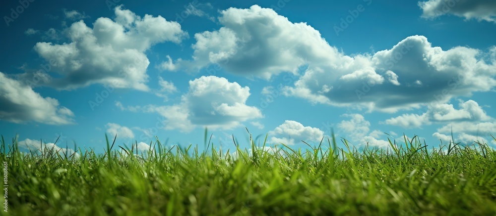 blue sky white cloud and grass field sunlight morning blue sky white cloud and grass field sunlight morning