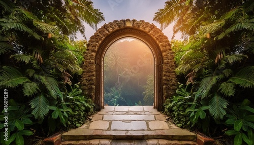 tropical rainforest fantasy portal jungle background