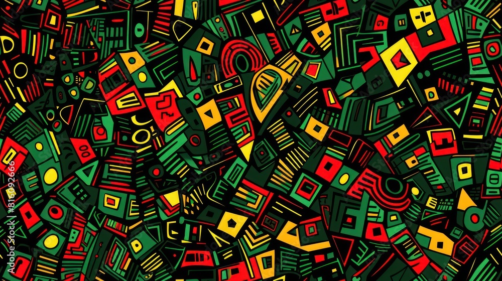 colourful green african geometric seamless pattern with grunge effect noodle. colourful green african geometric seamless pattern with grunge effect noodle.