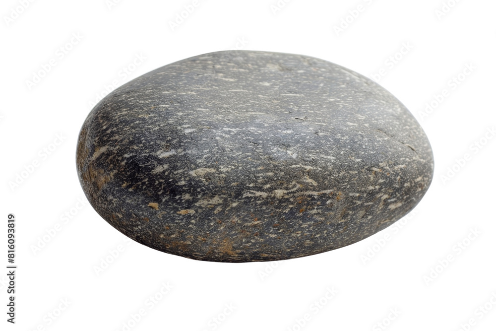 A gray stone, smooth, oval-shaped, with a rough texture. A gray stone, smooth, oval-shaped, with a rough texture.