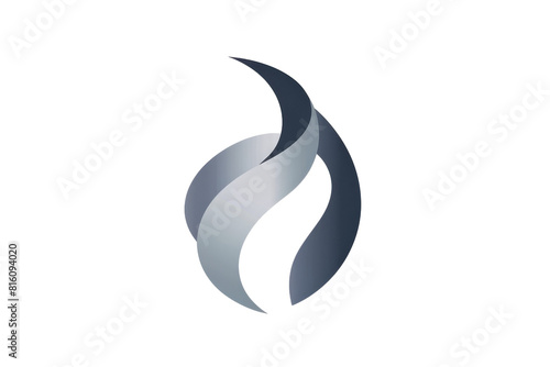 The image is a silver 3D rendering of a flame