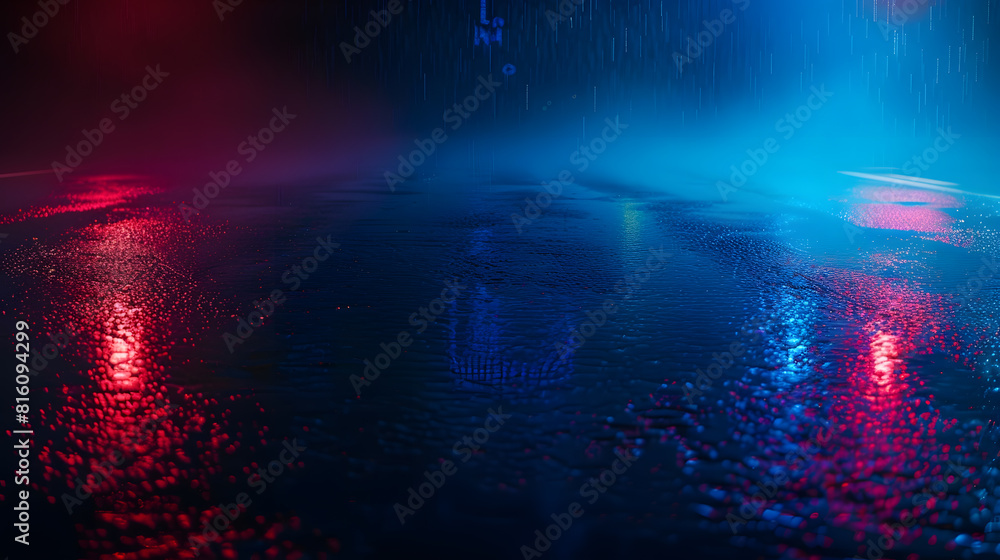 Dark street reflection on wet asphalt fog night city Rays of neon light in the dark neon light smoke Empty background scene Abstract dark background : Generative AI Dark street reflection on wet asphalt fog night city Rays of neon light in the dark neon light smoke Empty background scene Abstract dark background : Generative AI