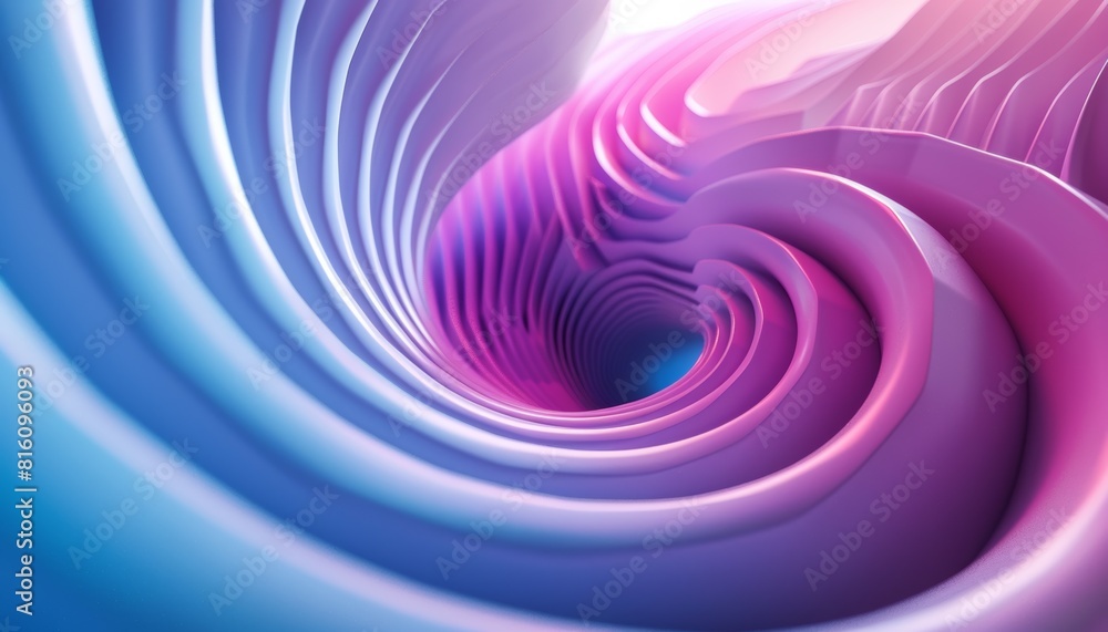 Abstract 3D tunnel with intricate blue and purple wavy patterns converging in a hypnotic spiral. Light and shadow create a sense of depth and motion, suggesting a futuristic or dreamlike theme Abstract 3D tunnel with intricate blue and purple wavy patterns converging in a hypnotic spiral. Light and shadow create a sense of depth and motion, suggesting a futuristic or dreamlike theme