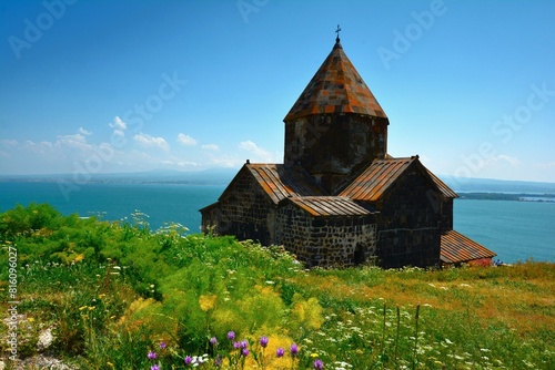 Sevanavank (Sevan Monastery, a monastic complex located on a peninsula at the northwestern shore of Lake Sevan) - the church of Surp Arakelots (Gegharkunik Province, Armenia) photo