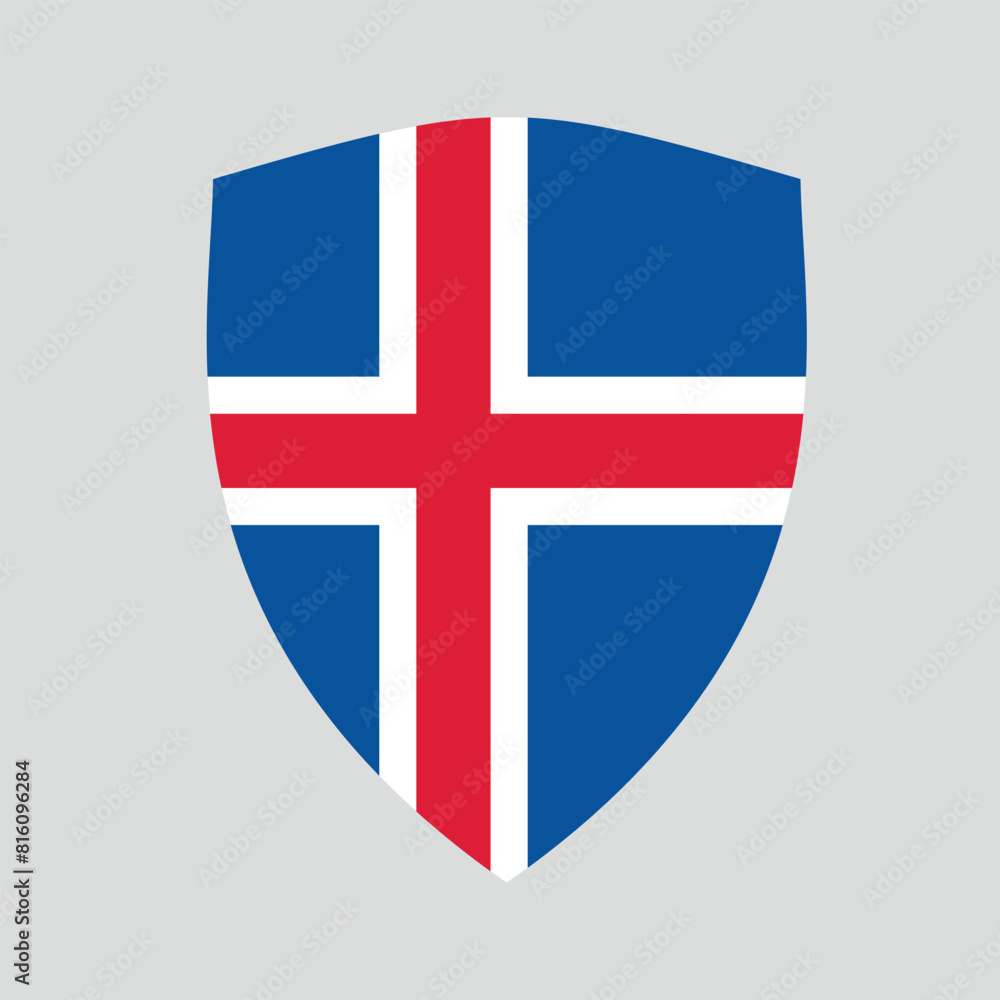 Obraz premium Iceland Flag in Shield Shape Frame