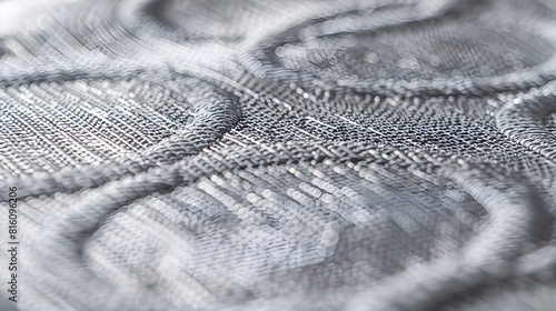 Photograph of light Gray woven AcrylicPolyethylene Upholstery fabric with decorative circular pattern detail : Generative AI