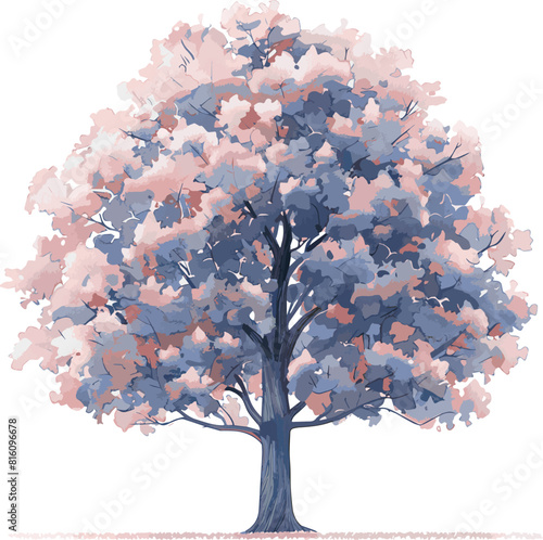Beautiful watercolor tree, vector illustration