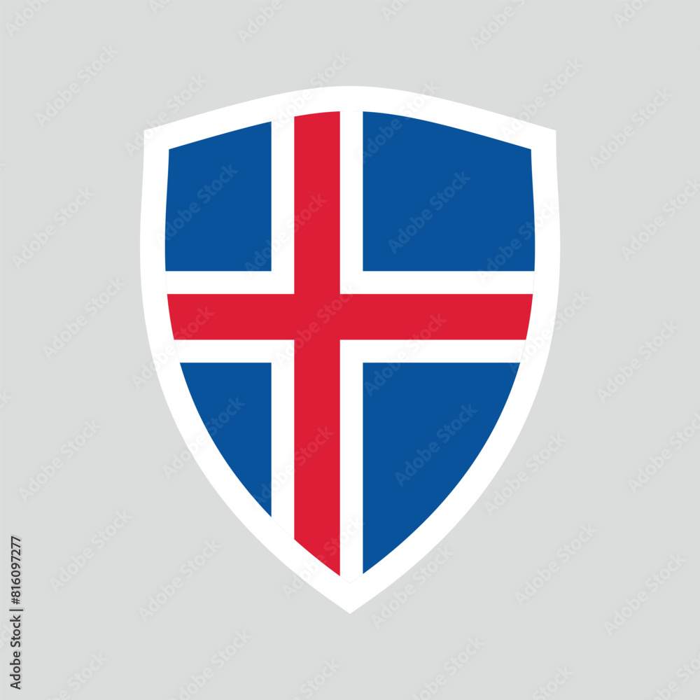 Fototapeta premium Iceland Flag in Shield Shape Frame