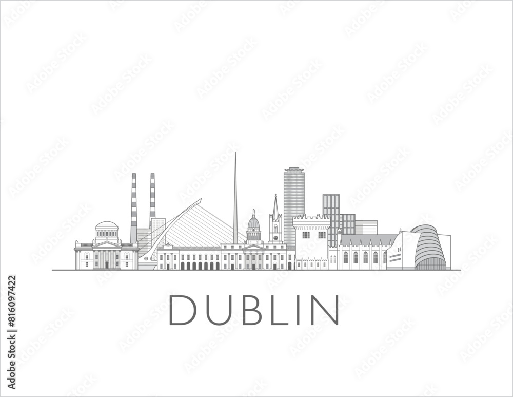 Dublin Ireland skyline cityscape illustration skyline drawing