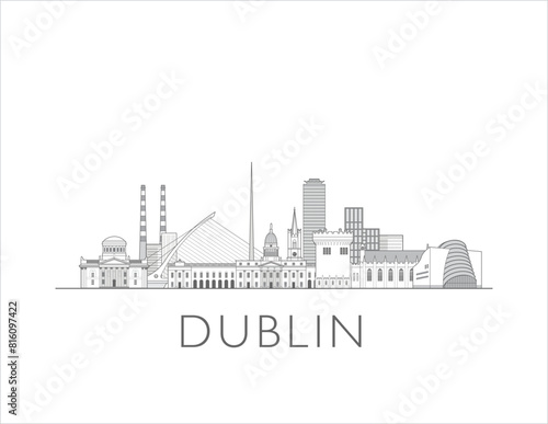 Dublin Ireland skyline cityscape illustration skyline drawing