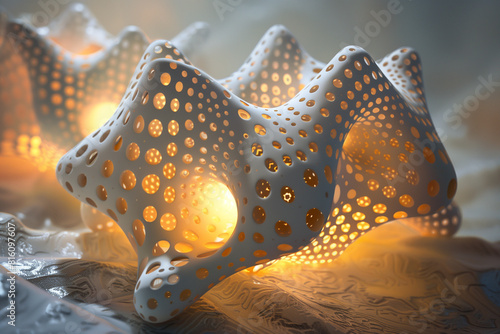 three-dimensional fractal sculpture illuminated by soft, ambient lighting. The image evokes a sense of wonder and exploration, inviting viewers to immerse themselves in the infinit photo