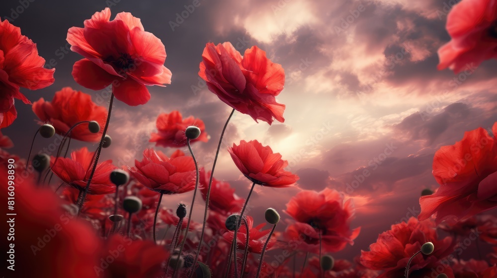 Obraz premium red poppy field