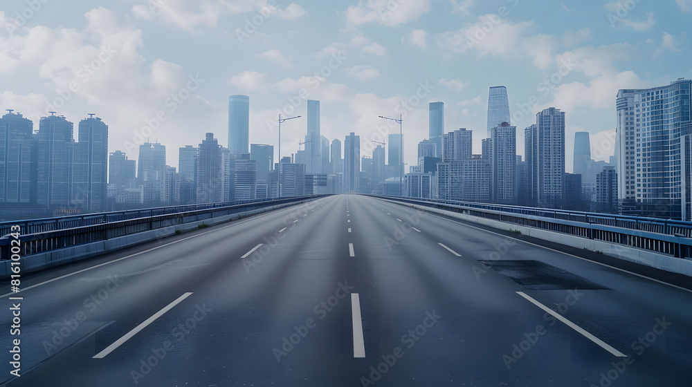 Fototapeta premium empty highway with cityscape of chongqingChina : Generative AI