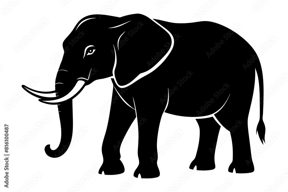 Fototapeta premium A elephant silhouette black vector artwork illustration 